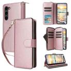 For Samsung Galaxy S23 5G Nine-card Slots Zipper Wallet Bag Leather Phone Case(Rose Gold) - 1