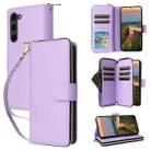 For Samsung Galaxy S23+ 5G Nine-card Slots Zipper Wallet Bag Leather Phone Case(Purple) - 1