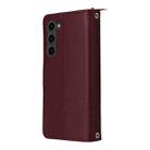 For Samsung Galaxy S23+ 5G Nine-card Slots Zipper Wallet Bag Leather Phone Case(Wine Red) - 3