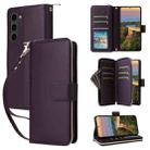 For Samsung Galaxy S23+ 5G Nine-card Slots Zipper Wallet Bag Leather Phone Case(Dark Purple) - 1