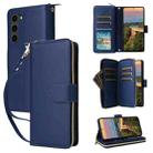 For Samsung Galaxy S23+ 5G Nine-card Slots Zipper Wallet Bag Leather Phone Case(Blue) - 1