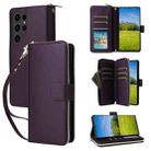 For Samsung Galaxy S23 Ultra 5G Nine-card Slots Zipper Wallet Bag Leather Phone Case(Dark Purple) - 1