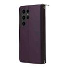 For Samsung Galaxy S23 Ultra 5G Nine-card Slots Zipper Wallet Bag Leather Phone Case(Dark Purple) - 3