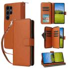 For Samsung Galaxy S23 Ultra 5G Nine-card Slots Zipper Wallet Bag Leather Phone Case(Brown) - 1