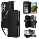 For Samsung Galaxy S24 5G Nine-card Slots Zipper Wallet Bag Leather Phone Case(Black) - 1