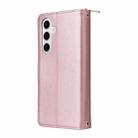 For Samsung Galaxy S24 5G Nine-card Slots Zipper Wallet Bag Leather Phone Case(Rose Gold) - 3