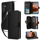 For Samsung Galaxy S24 FE 5G Nine-card Slots Zipper Wallet Bag Leather Phone Case(Black) - 1