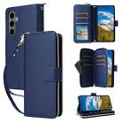 For Samsung Galaxy S24+ 5G Nine-card Slots Zipper Wallet Bag Leather Phone Case(Blue) - 1