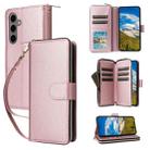 For Samsung Galaxy S24+ 5G Nine-card Slots Zipper Wallet Bag Leather Phone Case(Rose Gold) - 1
