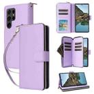 For Samsung Galaxy S24 Ultra 5G Nine-card Slots Zipper Wallet Bag Leather Phone Case(Purple) - 1