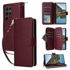 For Samsung Galaxy S24 Ultra 5G Nine-card Slots Zipper Wallet Bag Leather Phone Case(Wine Red) - 1