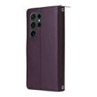 For Samsung Galaxy S24 Ultra 5G Nine-card Slots Zipper Wallet Bag Leather Phone Case(Dark Purple) - 3