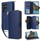 For Samsung Galaxy S24 Ultra 5G Nine-card Slots Zipper Wallet Bag Leather Phone Case(Blue) - 1