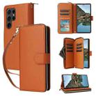 For Samsung Galaxy S24 Ultra 5G Nine-card Slots Zipper Wallet Bag Leather Phone Case(Brown) - 1