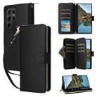 For Samsung Galaxy S24 Ultra 5G Nine-card Slots Zipper Wallet Bag Leather Phone Case(Black) - 1