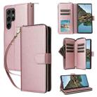 For Samsung Galaxy S24 Ultra 5G Nine-card Slots Zipper Wallet Bag Leather Phone Case(Rose Gold) - 1