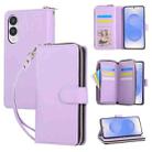 For Samsung Galaxy S25 Edge 5G Nine-card Slots Zipper Wallet Bag Leather Phone Case(Purple) - 1