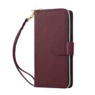 For Samsung Galaxy S25 Edge 5G Nine-card Slots Zipper Wallet Bag Leather Phone Case(Wine Red) - 2