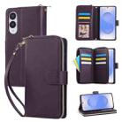 For Samsung Galaxy S25 Edge 5G Nine-card Slots Zipper Wallet Bag Leather Phone Case(Dark Purple) - 1