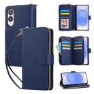 For Samsung Galaxy S25 Edge 5G Nine-card Slots Zipper Wallet Bag Leather Phone Case(Blue) - 1