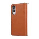 For Samsung Galaxy S25 Edge 5G Nine-card Slots Zipper Wallet Bag Leather Phone Case(Brown) - 3