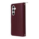 For Samsung Galaxy S25 FE 5G Nine-card Slots Zipper Wallet Bag Leather Phone Case(Wine Red) - 3