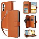 For Samsung Galaxy S25 FE 5G Nine-card Slots Zipper Wallet Bag Leather Phone Case(Brown) - 1
