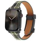 For Apple Watch 46mm / 49mm / 45mm / 44mm Slim Magnetic Buckle Napped Fabric Leather Watch Band(Green) - 1