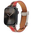 For Apple Watch 46mm / 49mm / 45mm / 44mm Slim Magnetic Buckle Napped Fabric Leather Watch Band(Red) - 1