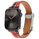 For Apple Watch 42mm / 41mm / 40mm / 38mm Slim Magnetic Buckle Napped Fabric Leather Watch Band(Red) - 1