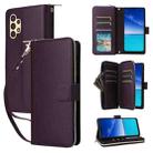 For Samsung Galaxy A13 5G / 4G Nine-card Slots Zipper Wallet Bag Leather Phone Case(Dark Purple) - 1