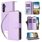 For Samsung Galaxy A14 Nine-card Slots Zipper Wallet Bag Leather Phone Case(Purple) - 1