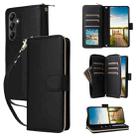 For Samsung Galaxy A14 Nine-card Slots Zipper Wallet Bag Leather Phone Case(Black) - 1