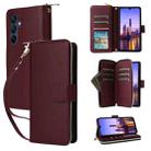 For Samsung Galaxy A16 Nine-card Slots Zipper Wallet Bag Leather Phone Case(Wine Red) - 1