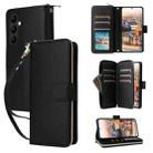 For Samsung Galaxy A24 Nine-card Slots Zipper Wallet Bag Leather Phone Case(Black) - 1