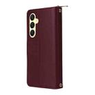 For Samsung Galaxy A25 Nine-card Slots Zipper Wallet Bag Leather Phone Case(Wine Red) - 3