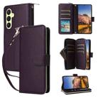 For Samsung Galaxy A25 Nine-card Slots Zipper Wallet Bag Leather Phone Case(Dark Purple) - 1