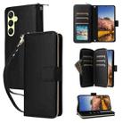For Samsung Galaxy A25 Nine-card Slots Zipper Wallet Bag Leather Phone Case(Black) - 1