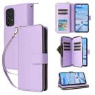 For Samsung Galaxy A33 5G Nine-card Slots Zipper Wallet Bag Leather Phone Case(Purple) - 1