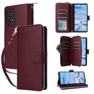 For Samsung Galaxy A33 5G Nine-card Slots Zipper Wallet Bag Leather Phone Case(Wine Red) - 1