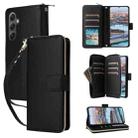 For Samsung Galaxy A34 Nine-card Slots Zipper Wallet Bag Leather Phone Case(Black) - 1