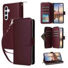 For Samsung Galaxy A35 Nine-card Slots Zipper Wallet Bag Leather Phone Case(Wine Red) - 1