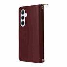 For Samsung Galaxy A35 Nine-card Slots Zipper Wallet Bag Leather Phone Case(Wine Red) - 3