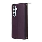 For Samsung Galaxy A35 Nine-card Slots Zipper Wallet Bag Leather Phone Case(Dark Purple) - 3