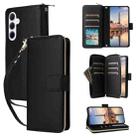 For Samsung Galaxy A35 Nine-card Slots Zipper Wallet Bag Leather Phone Case(Black) - 1