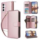 For Samsung Galaxy A35 Nine-card Slots Zipper Wallet Bag Leather Phone Case(Rose Gold) - 1