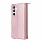 For Samsung Galaxy A35 Nine-card Slots Zipper Wallet Bag Leather Phone Case(Rose Gold) - 3