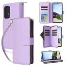 For Samsung Galaxy A53 5G Nine-card Slots Zipper Wallet Bag Leather Phone Case(Purple) - 1