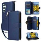 For Samsung Galaxy A54 Nine-card Slots Zipper Wallet Bag Leather Phone Case(Blue) - 1