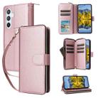 For Samsung Galaxy A54 Nine-card Slots Zipper Wallet Bag Leather Phone Case(Rose Gold) - 1